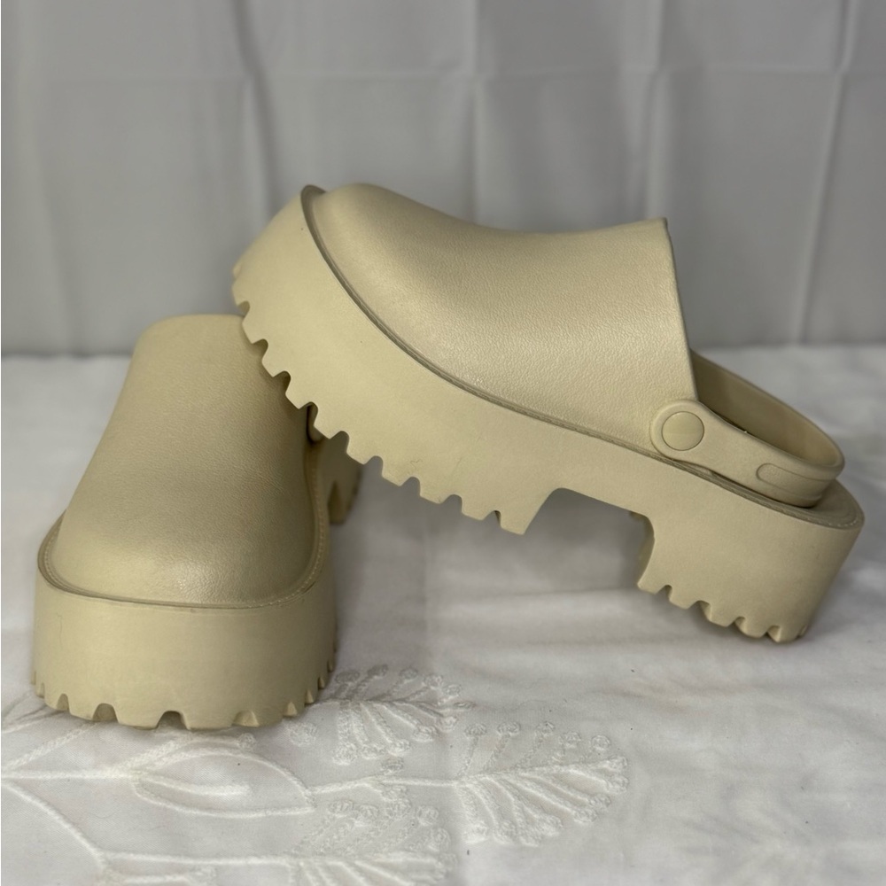 Cream Platform Clogs